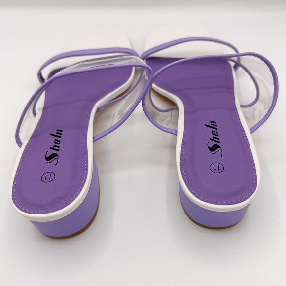 Shein Purple & Clear Block Heel Square Toe Heels - Picture 3 of 5